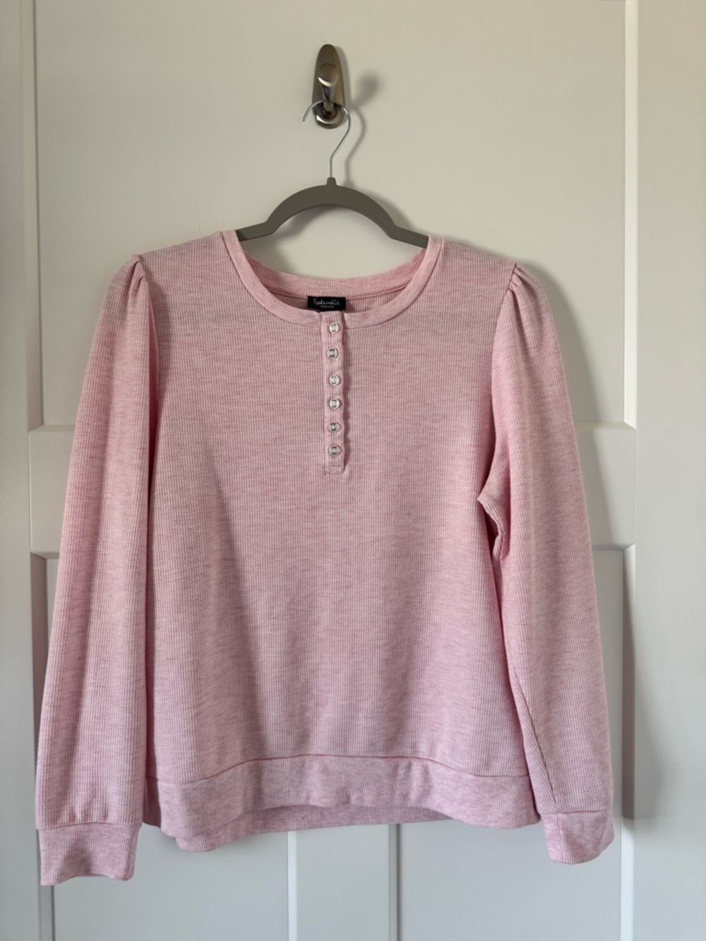 Splendid Light Pink Waffle Knit Thermal Long Sleeve Pullover Top Size M
